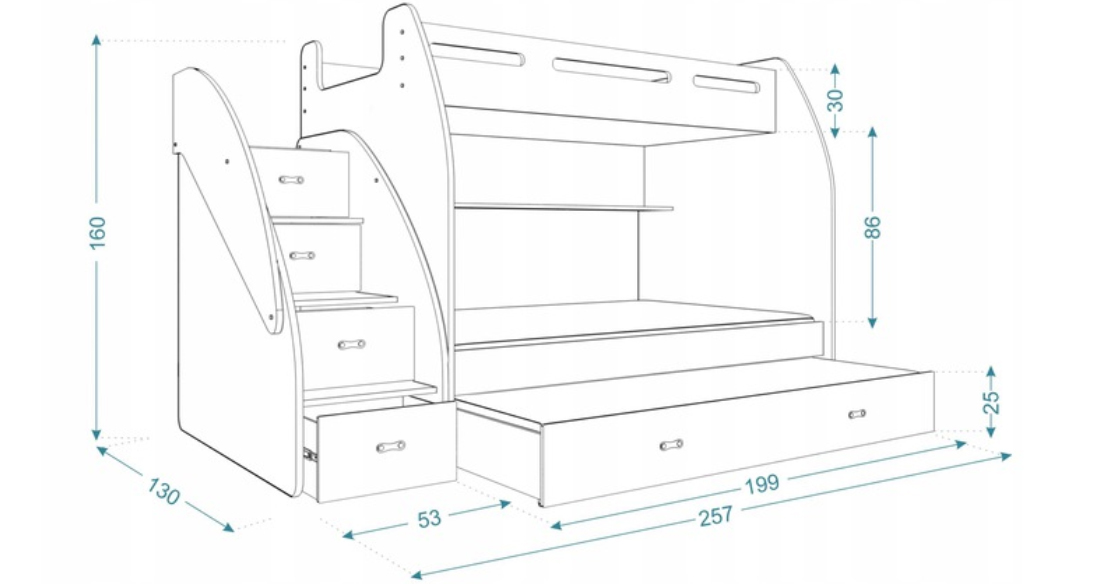 Poschodová posteľ ZUZA 3 BIELA