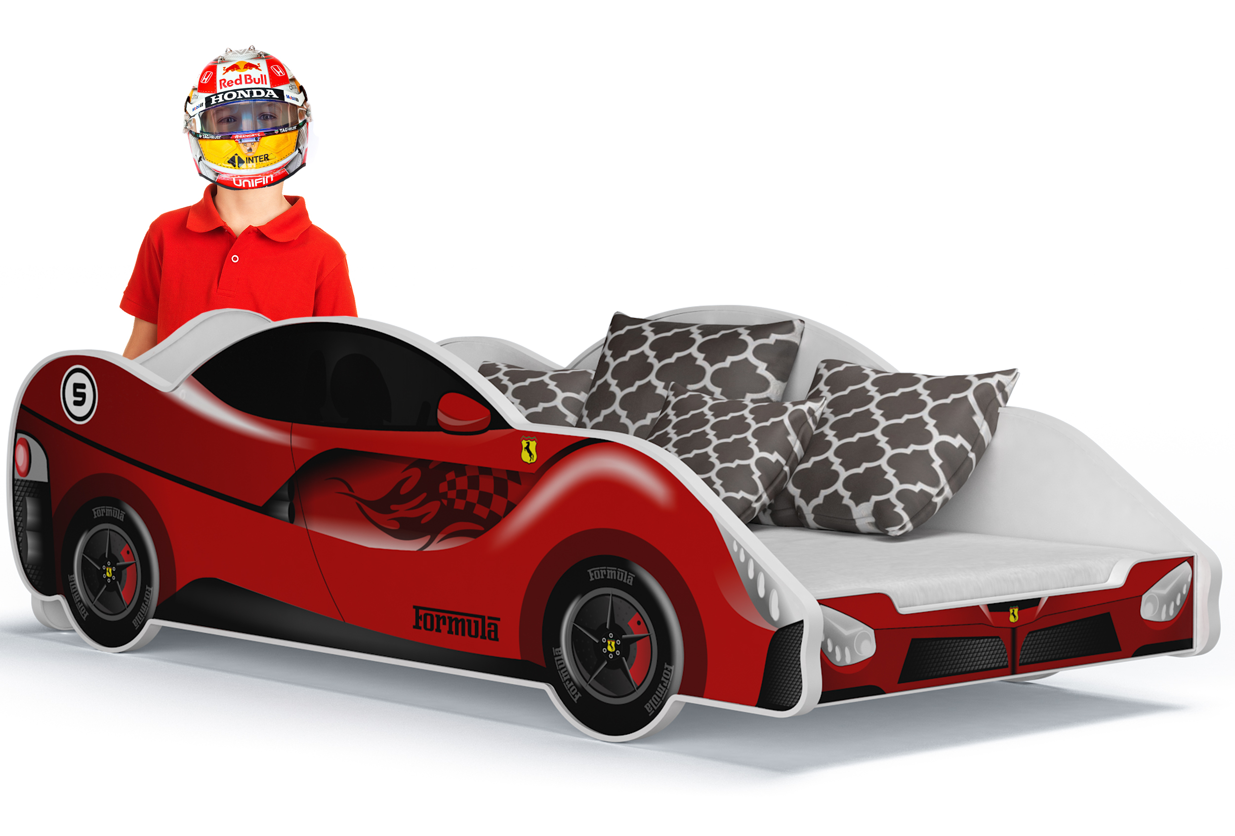 Dětská postel AUTO 180x90 červená