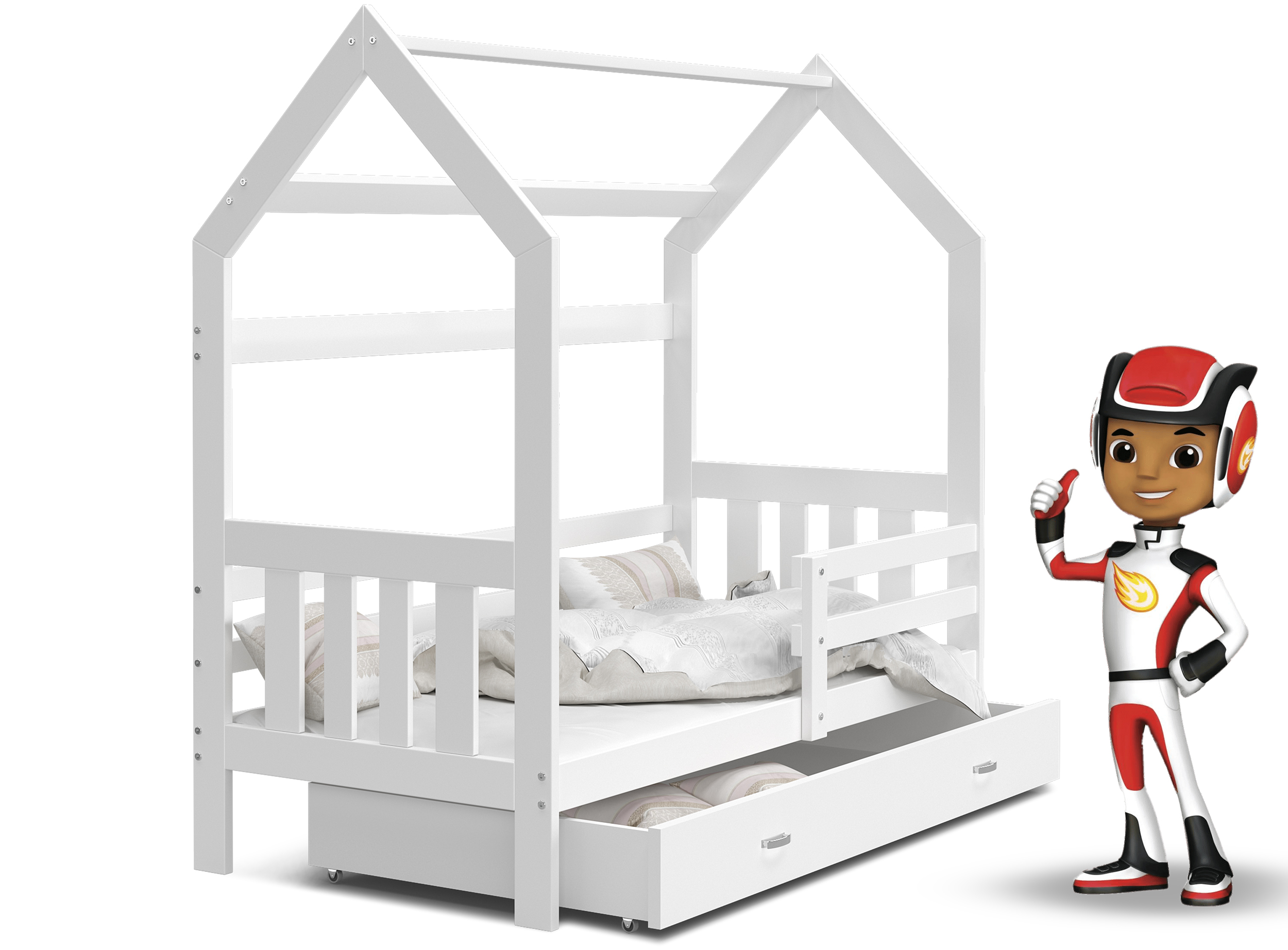Dětská postel DOMEK 2 se šuplíkem 190x80 cm bílá