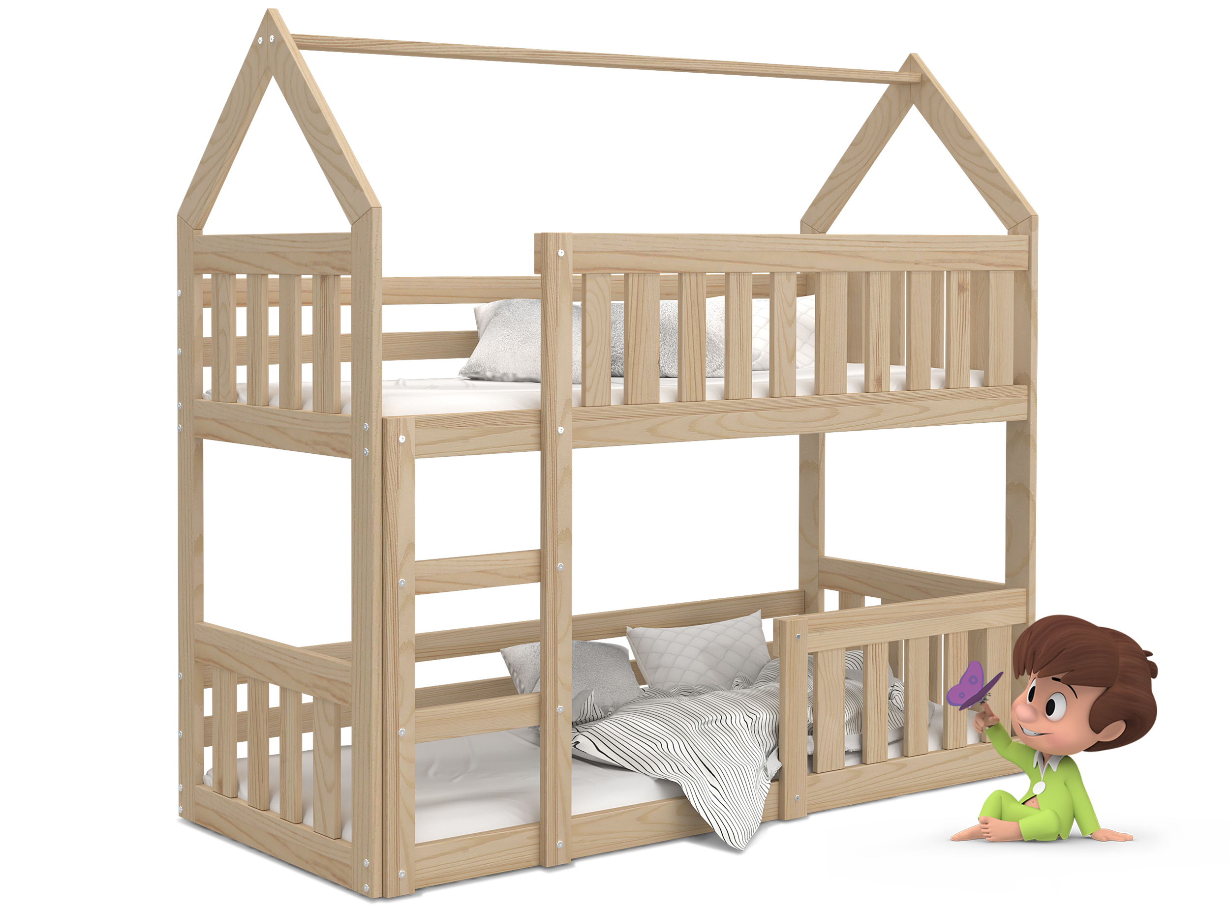 Dětská patrová postel DOMEK MINI 190x80 cm BOROVICE