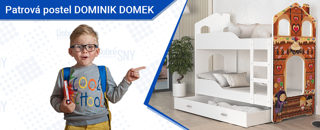 Dětská patrová postel DOMINIK DOMEK 160x80 Perníková chaloupka