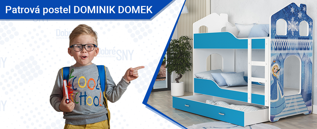 Dětská patrová postel DOMINIK DOMEK 160x80 Ledové království