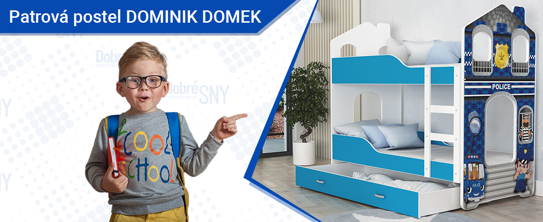 Dětská patrová postel DOMINIK DOMEK 190x80 Policie