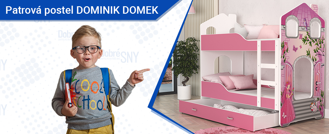 Dětská patrová postel DOMINIK DOMEK 190x80 Princezna