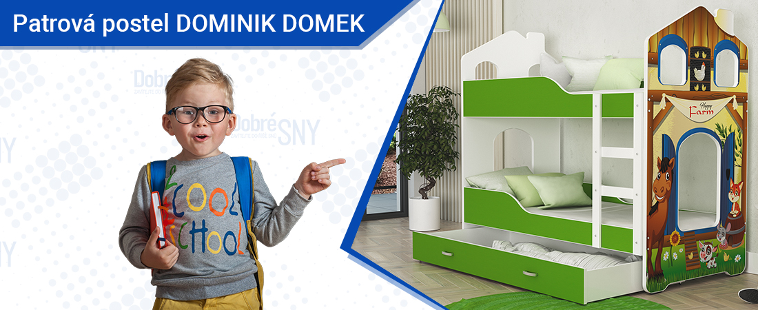 Dětská patrová postel DOMINIK DOMEK 160x80 Farma