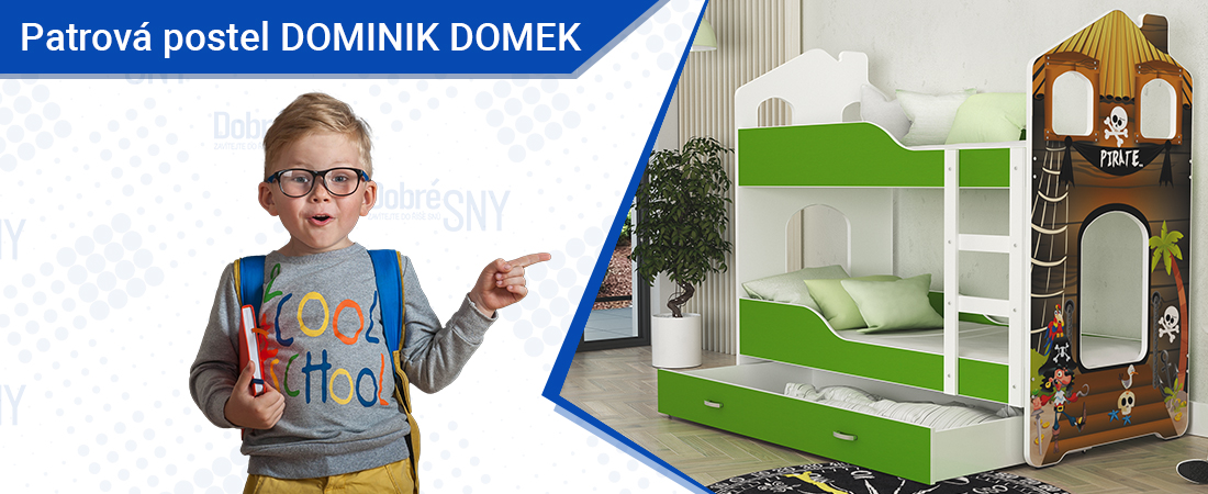 Dětská patrová postel DOMINIK DOMEK 160x80 Pirát