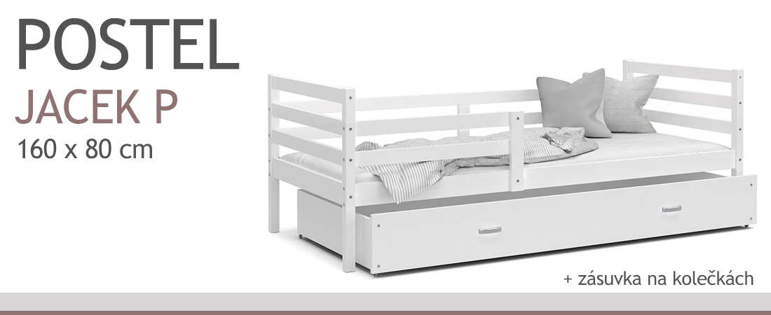 Detská jednolôžková posteľ JACEK P 160x80 cm BIELA-BIELA