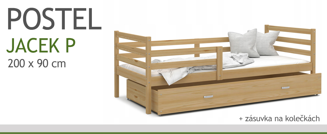 Detská jednolôžková posteľ JACEK P 200x90 cm BOROVICA