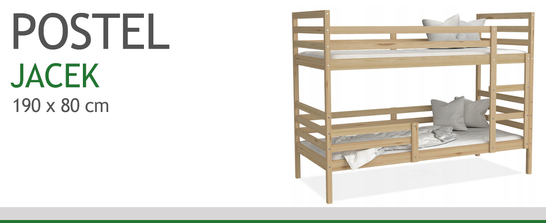 Detská poschodová posteľ JACEK bez šuplíka 190x80 cm BOROVICE