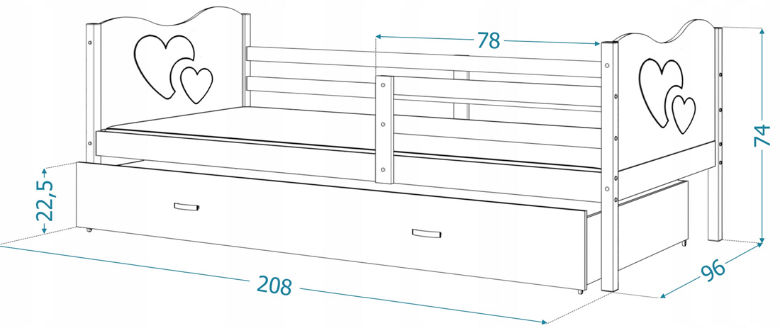 Detská jednolôžková posteľ MAX P 200x90 cm BOROVICA-ZELENÁ