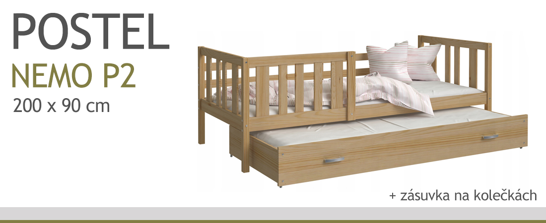 Detská posteľ NEMO P2 200x90 cm BOROVICA