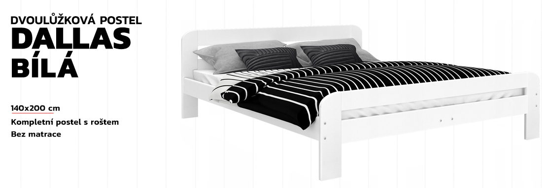 Moderní postel DALLAS 140x200 BÍLÁ
