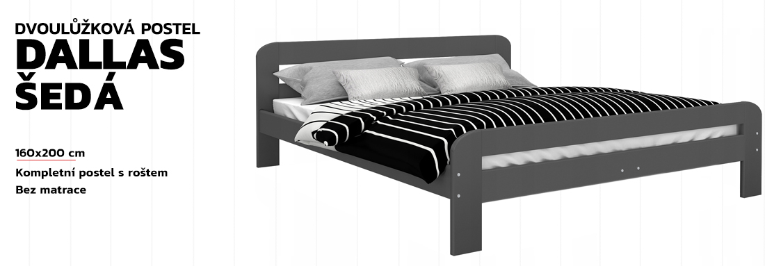 Moderní postel DALLAS 160x200 ŠEDÁ