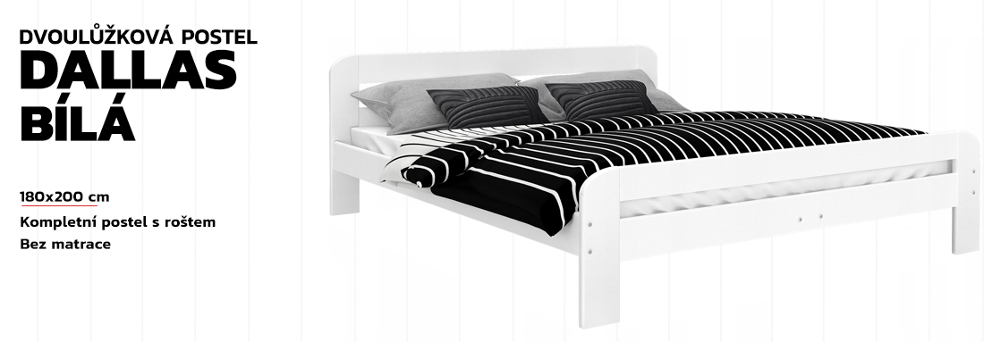 Moderní postel DALLAS 180x200 BÍLÁ
