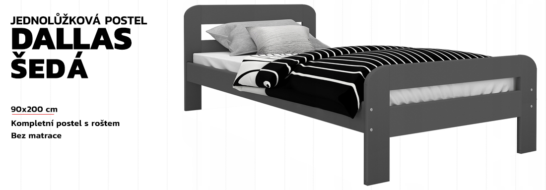 Moderní dětská postel DALLAS 90x200 cm ŠEDÁ