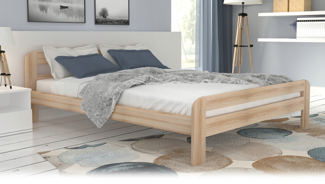 Moderní postel DALLAS 160x200 dřevěná BOROVICE