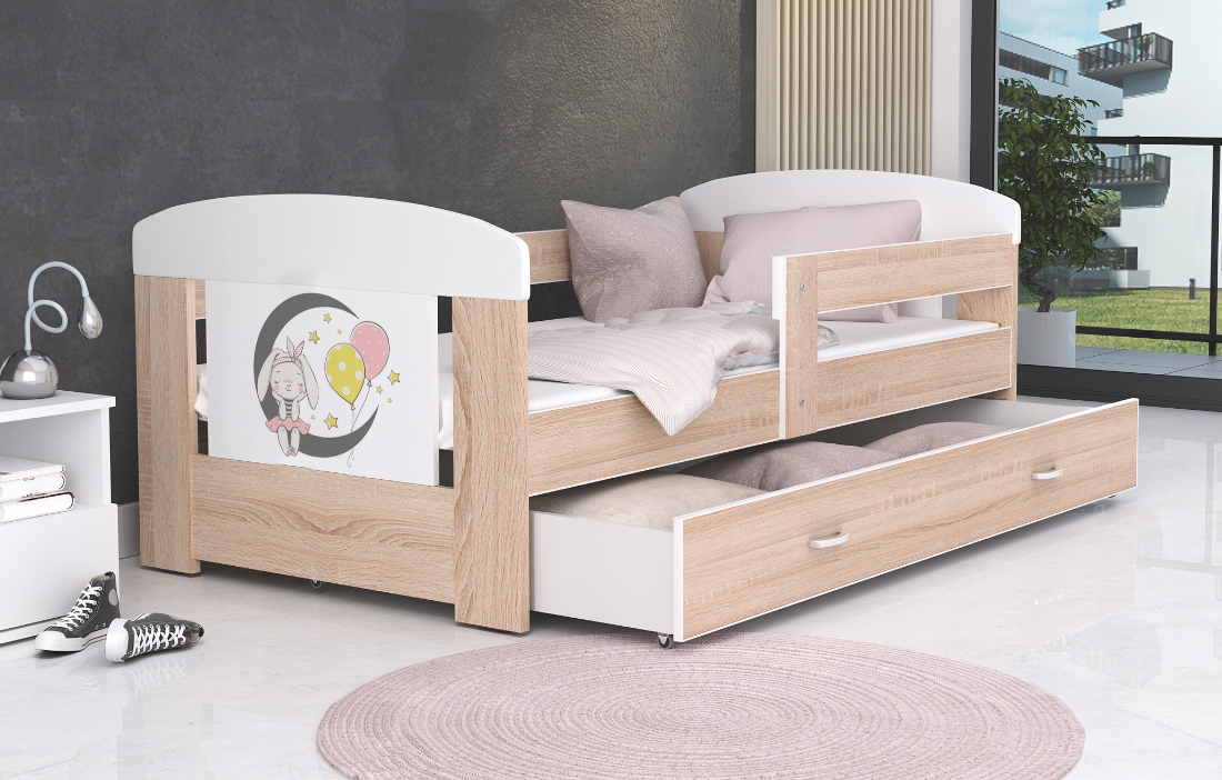 Dětská postel 180 x 80 cm FILIP BOROVICE vzor KRÁLIČEK