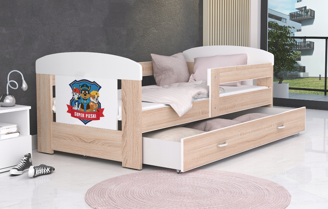 Dětská postel 180 x 80 cm FILIP BOROVICE vzor SUPER PSI