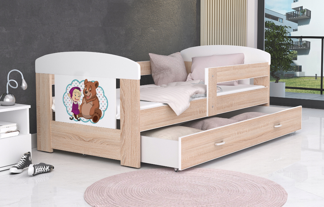 Dětská postel 180 x 80 cm FILIP BOROVICE vzor MEDVÍDEK 2
