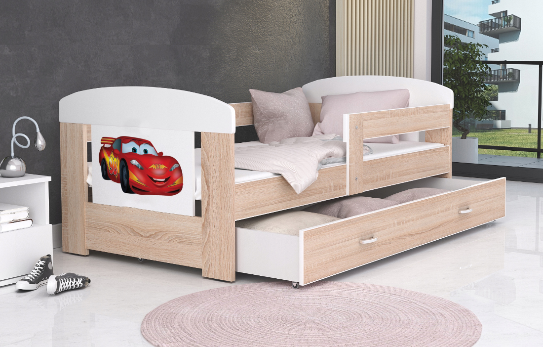 Detská posteľ 180 x 80 cm FILIP BOROVICA vzor LIGHTNING CAR
