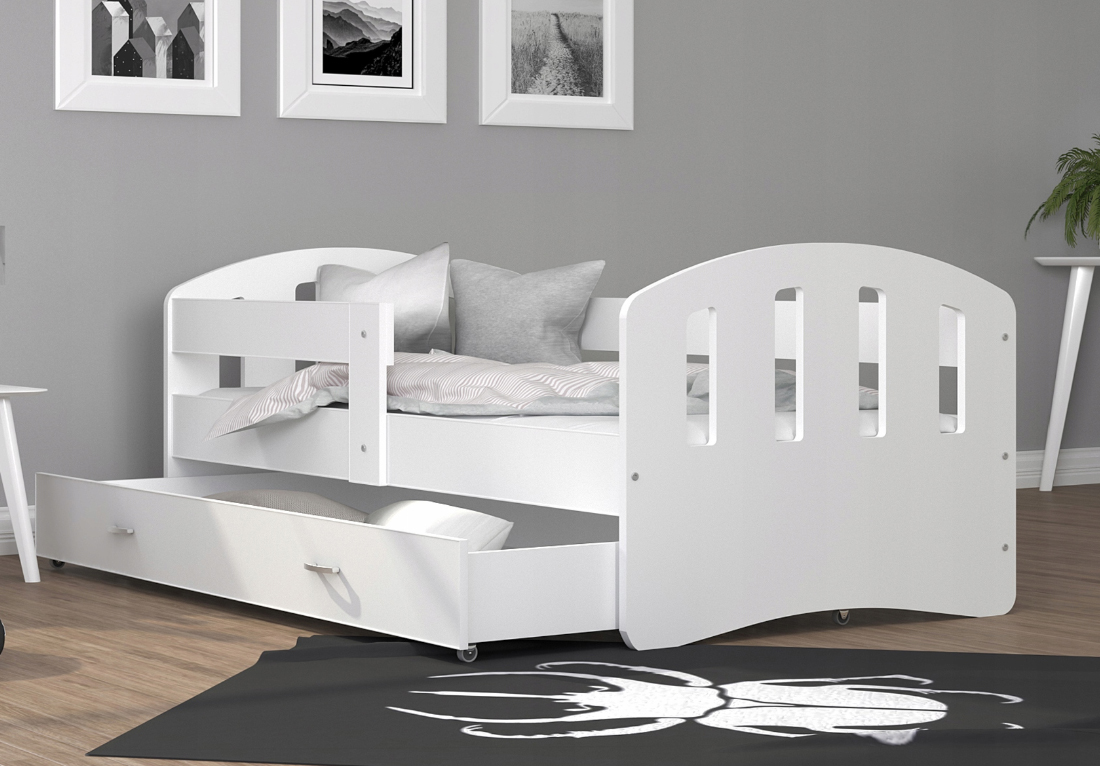 Dětská postel HAPPY 200 x 90 cm BÍLÁ se šuplíkem