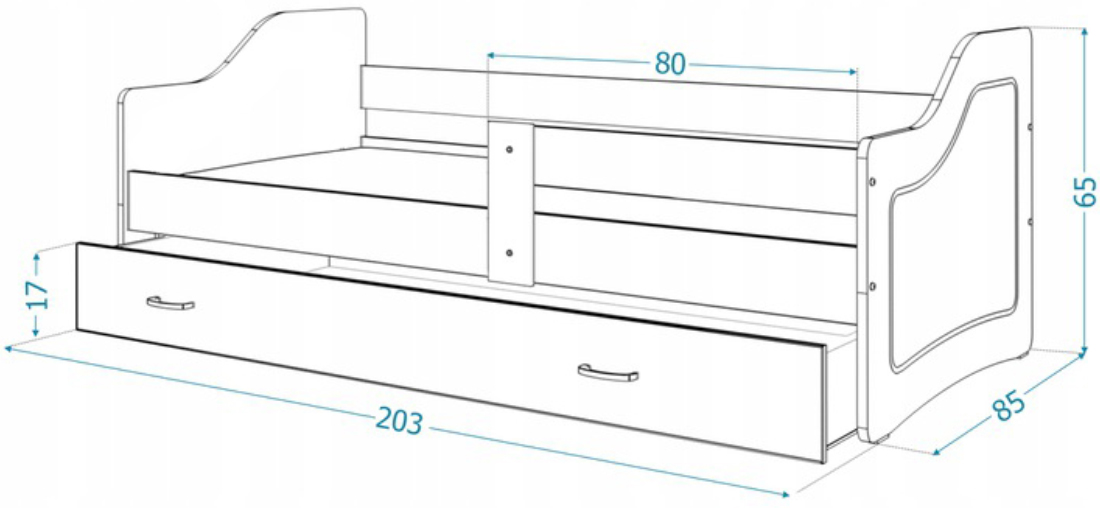 Detská posteľ SWEETY 200x80cm BIELA-BIELA