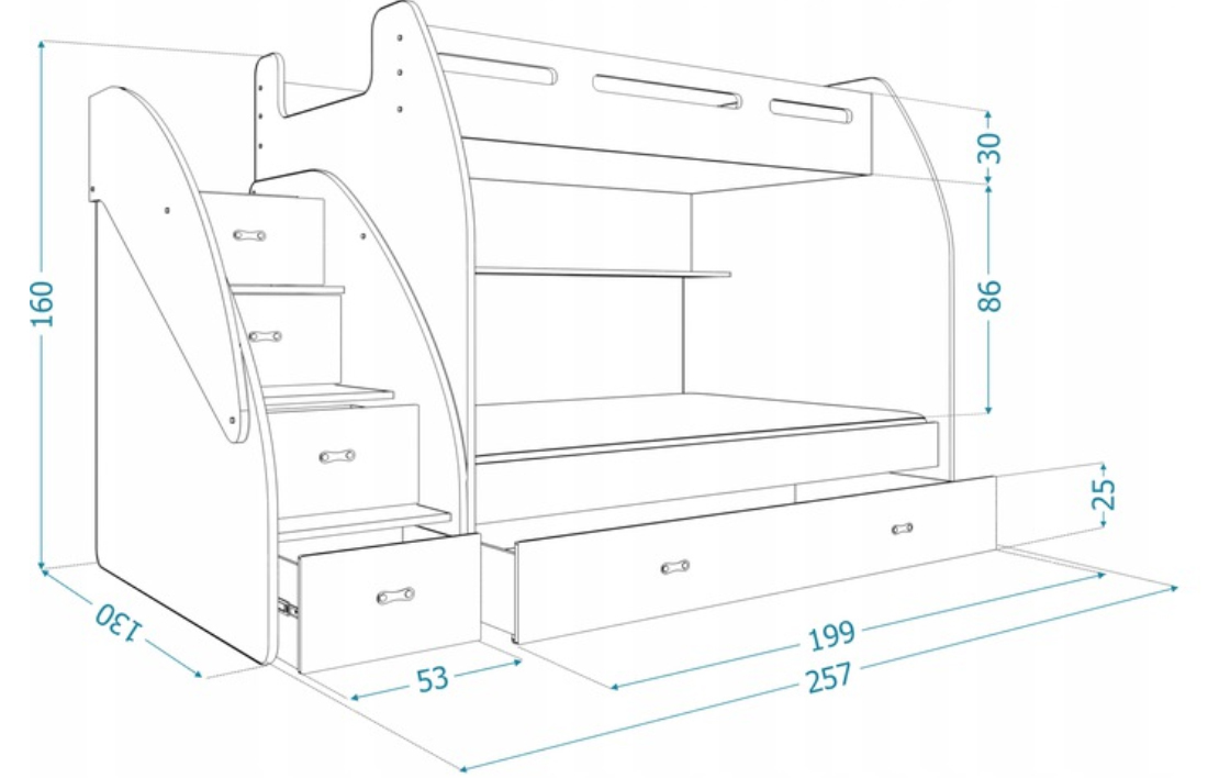 Poschodová posteľ ZUZANA BIELA