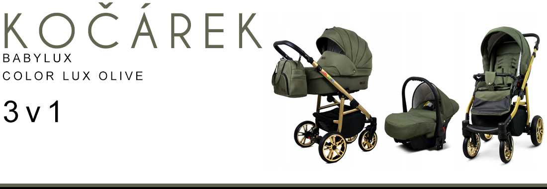 Kočárek 3v1 BabyLux Color Lux Olive