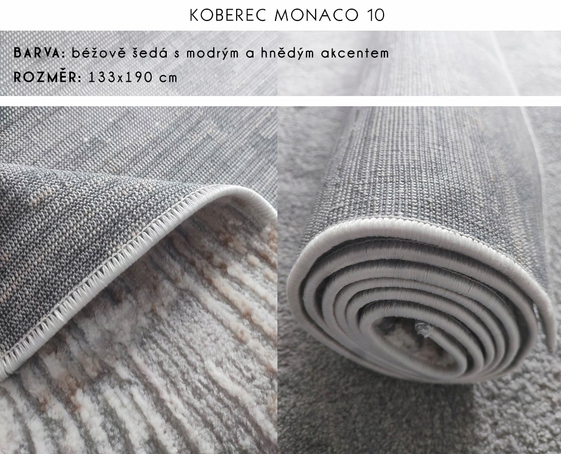 Plyšový koberec MONACO 10 béžovo šedý 133x190 cm