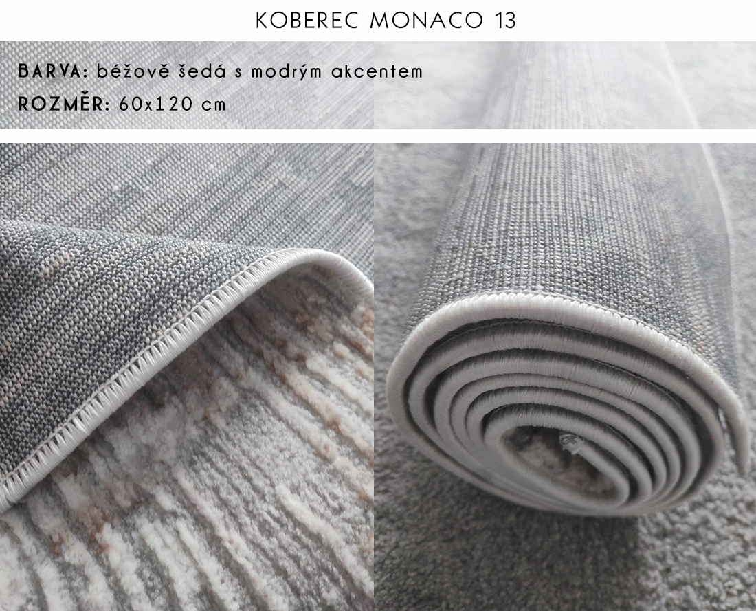 Plyšový koberec MONACO 13 béžovo šedý 60x120 cm