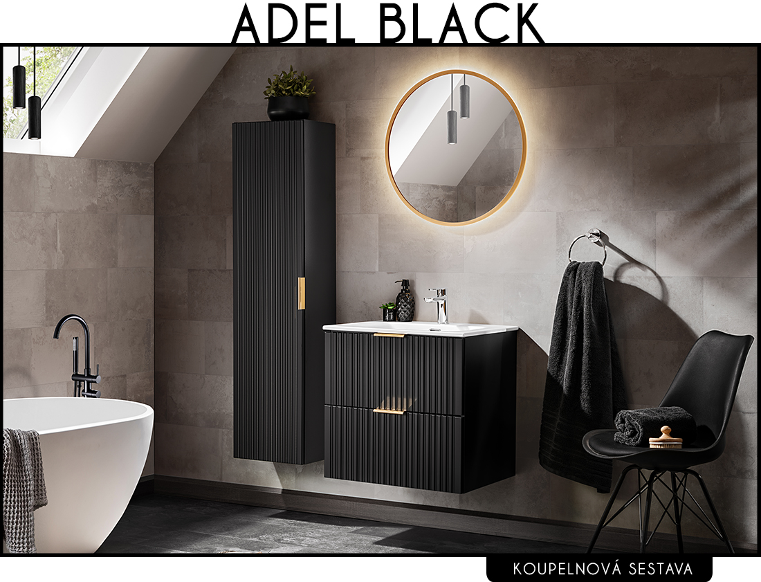 Koupelnová sestava se zapuštěným umyvadlem  + sifon zdarma ADEL BLACK 03
