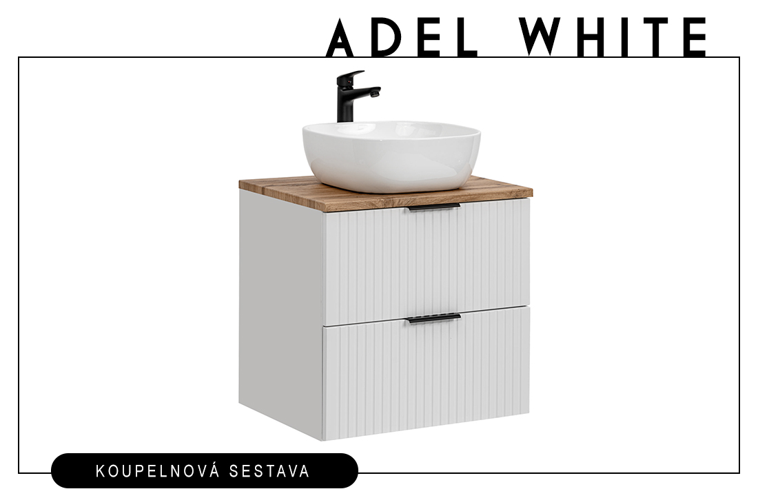 Koupelnová skříňka ADEL WHITE 60 cm + deska + umyvadlo