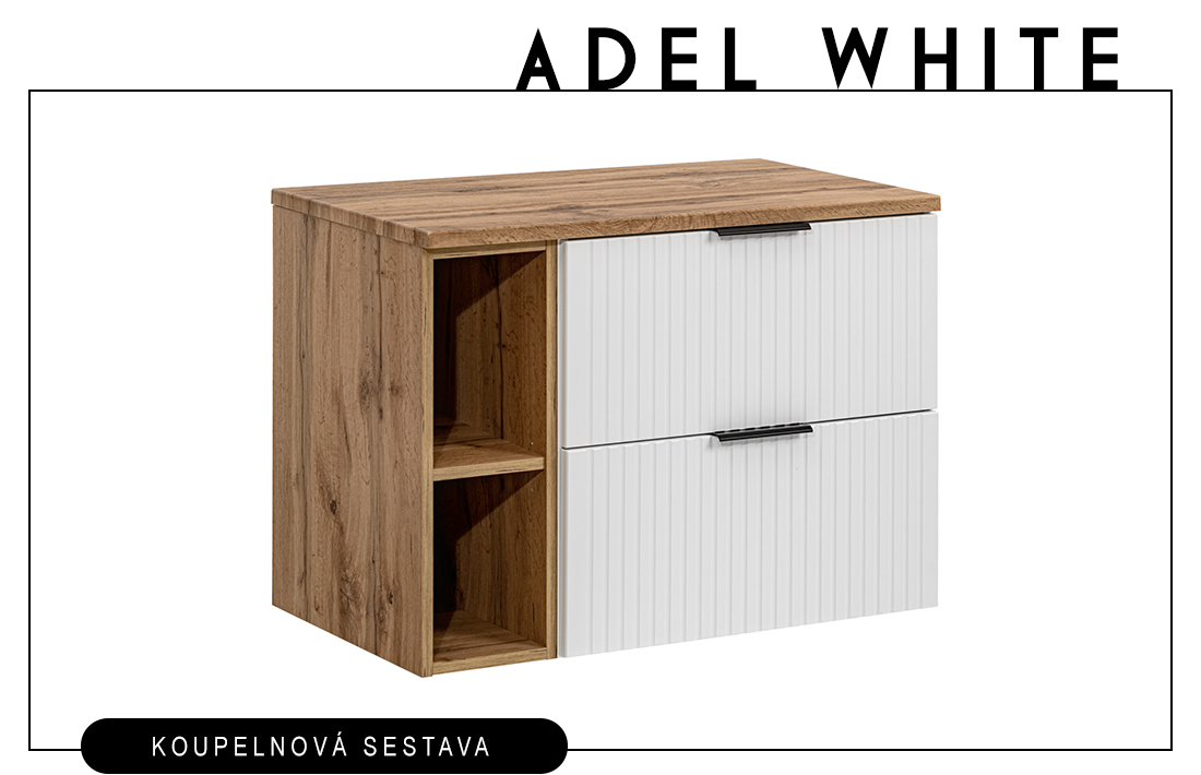Koupelnová skříňka ADEL WHITE 80 cm + deska + regál