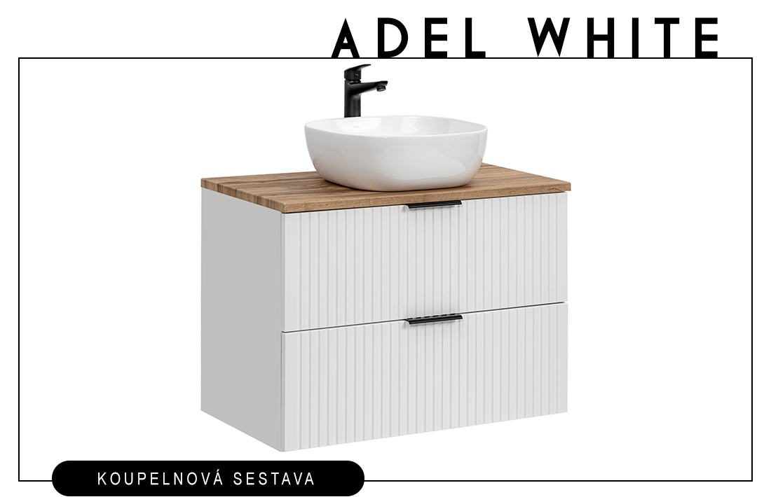 Koupelnová skříňka ADEL WHITE 80 cm + deska + umyvadlo