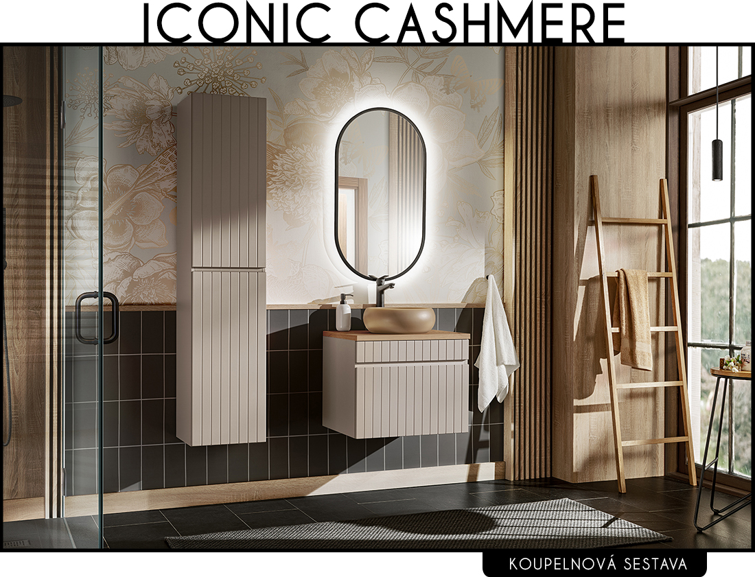 Koupelnová sestava ICONIC CASHMERE + umyvadlo + zrcadlo, 60 cm