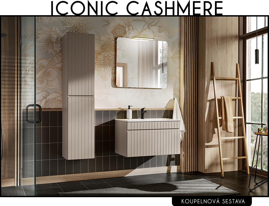 Koupelnová sestava ICONIC CASHMERE + zapuštěné umyvadlo + zrcadlo, 80 cm