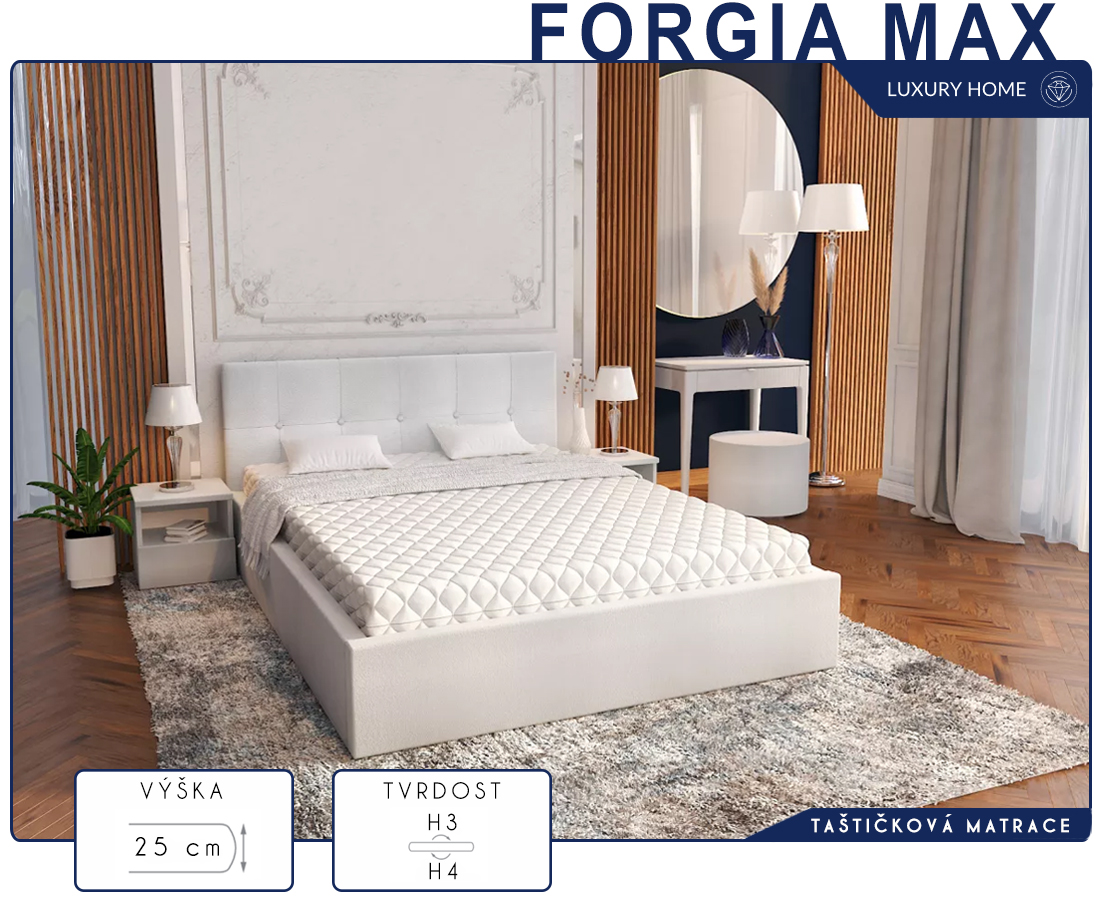 Taštičková matrace FORGIA MAX JERSEY 90x200 cm s latexem a kokosem 25 cm