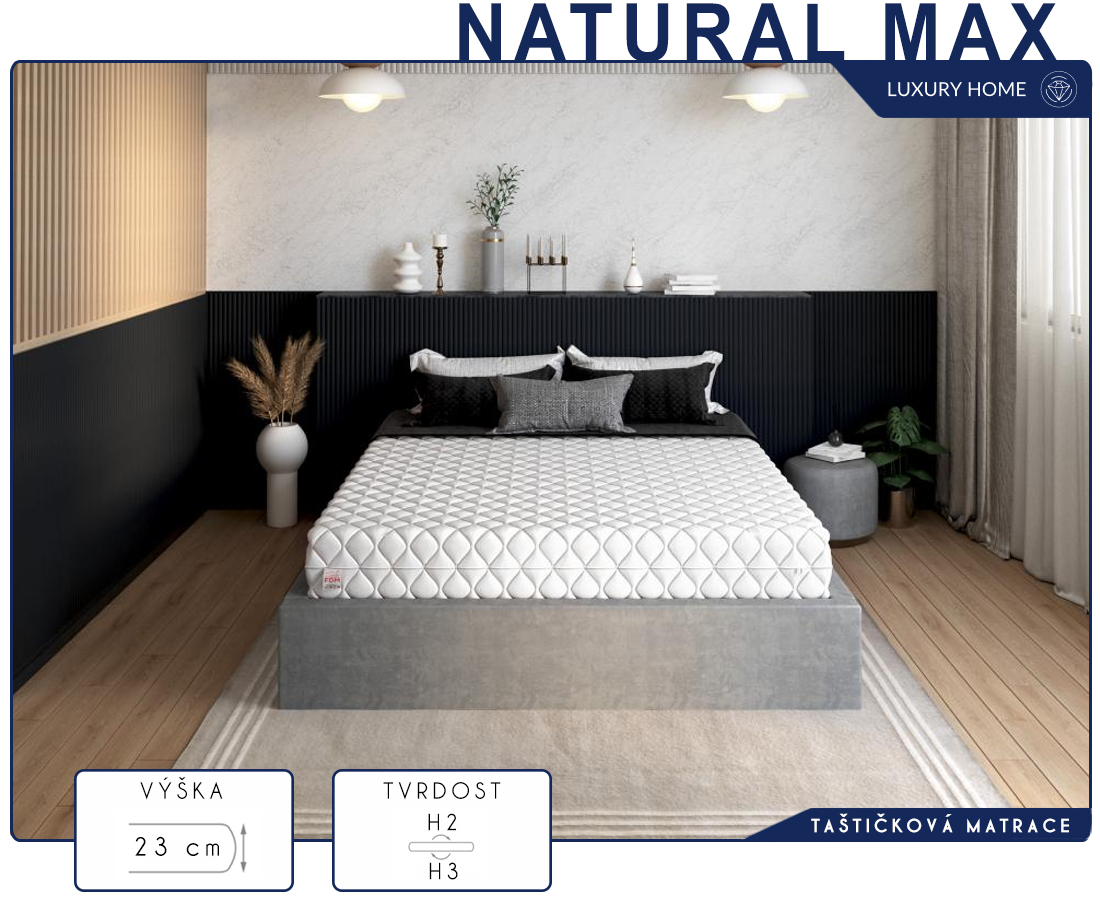 Taštičková matrace NATURAL MAX JERSEY 180x200 cm 23 cm