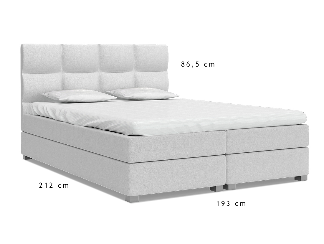 Luxusní postel SPRING BOX 180x200 s kovovým zdvižným roštem BÍLÁ