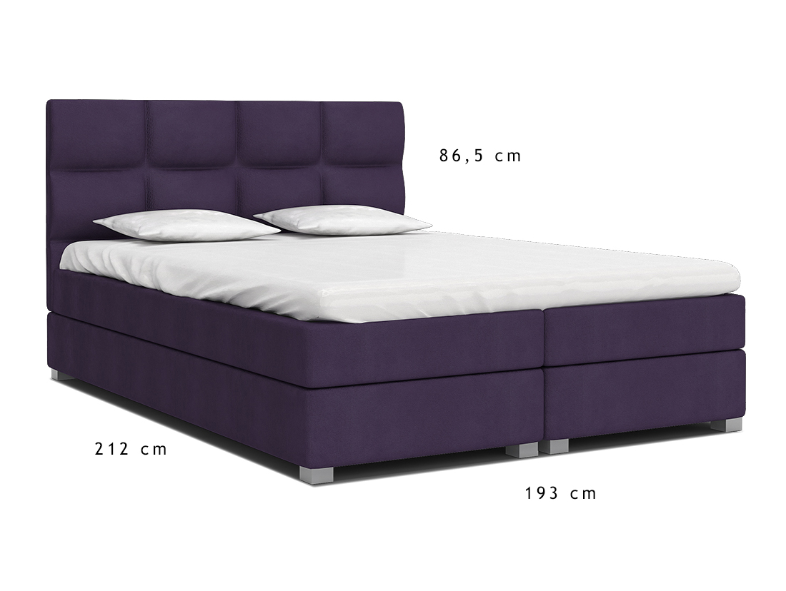 Luxusní postel SPRING BOX 180x200 s kovovým zdvižným roštem FIALOVÁ