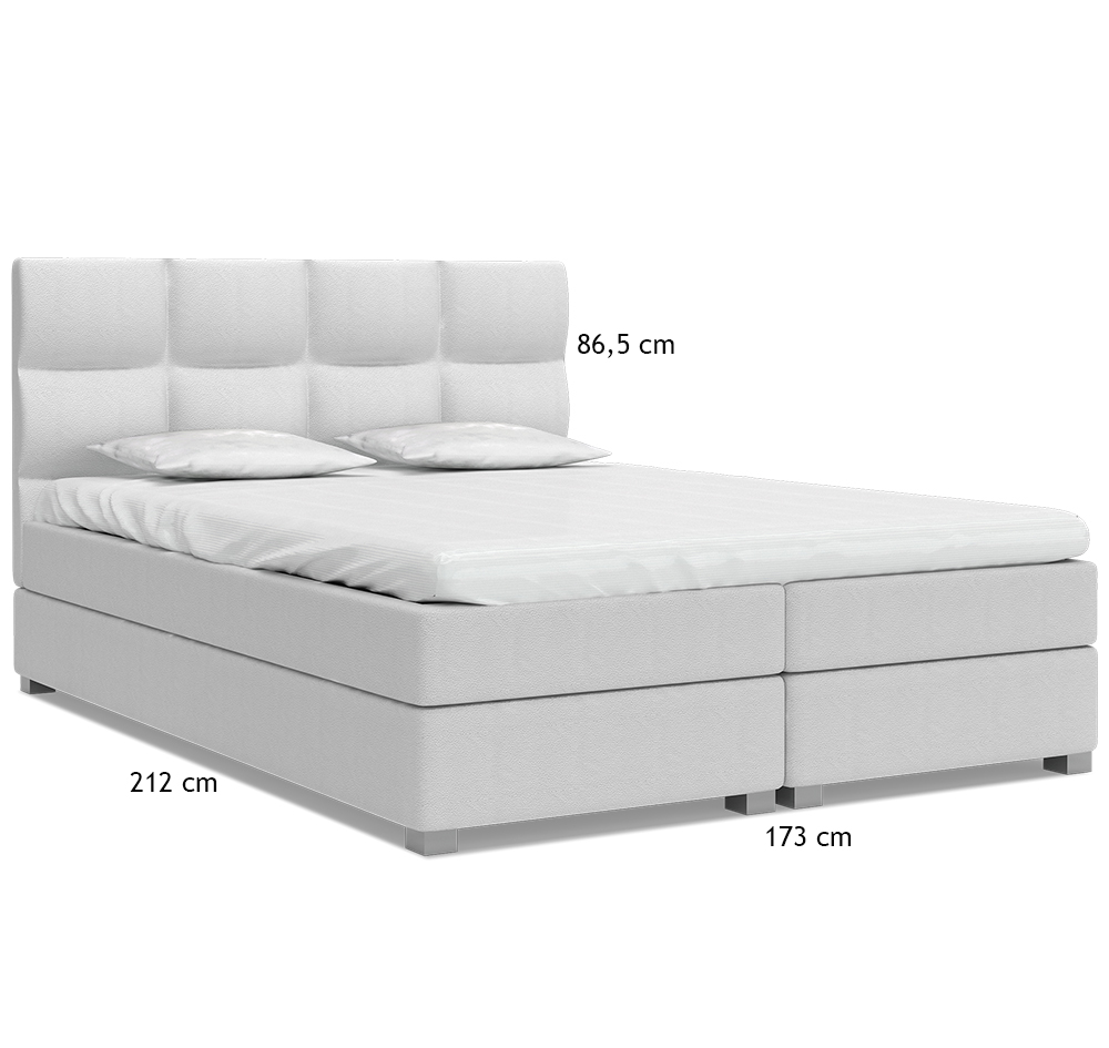 Luxusní postel SPRING BOX 160x200 s kovovým zdvižným roštem BÍLÁ
