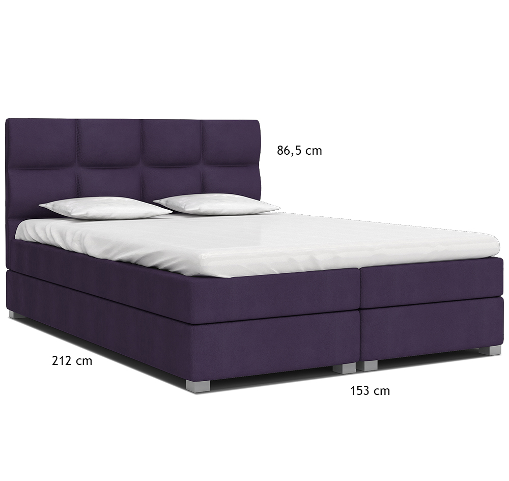 Luxusní postel SPRING BOX 140x200 s kovovým zdvižným roštem FIALOVÁ