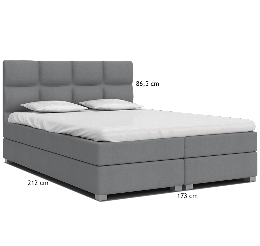 Luxusní postel SPRING BOX 160x200 s kovovým zdvižným roštem ŠEDÁ