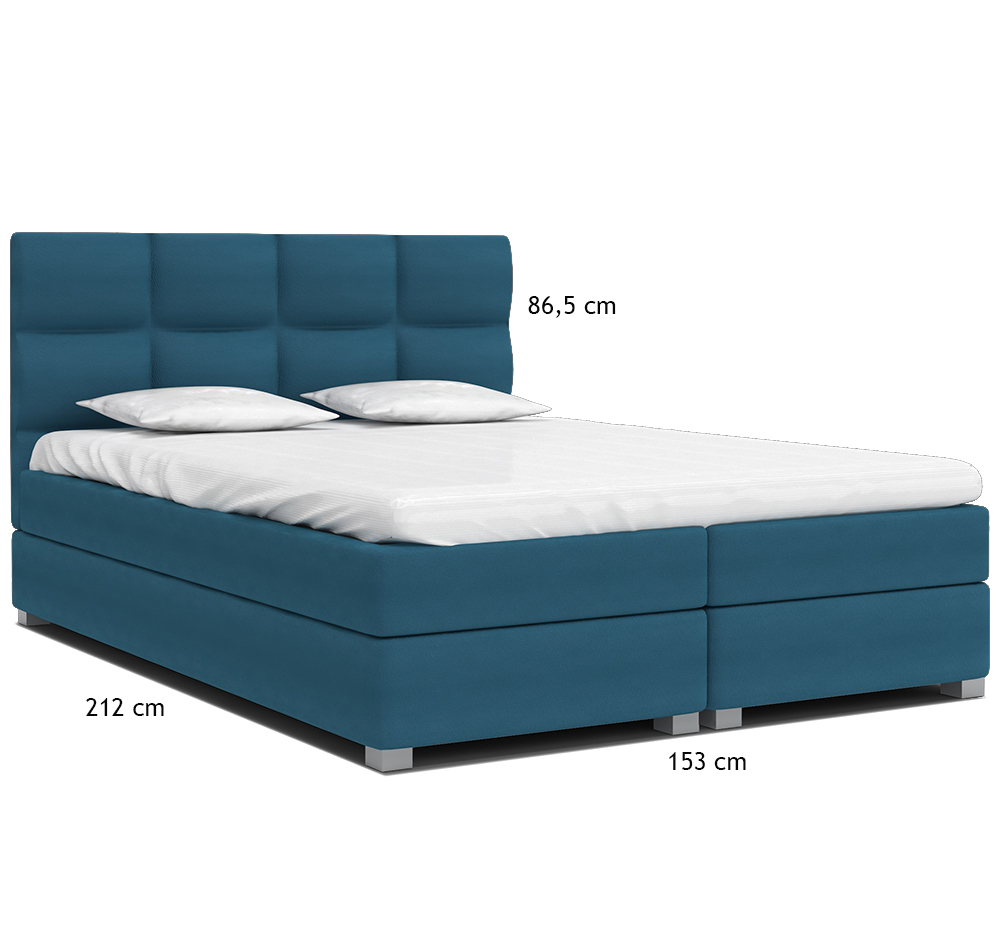 Luxusní postel SPRING BOX 140x200 s kovovým zdvižným roštem TYRKYSOVÁ