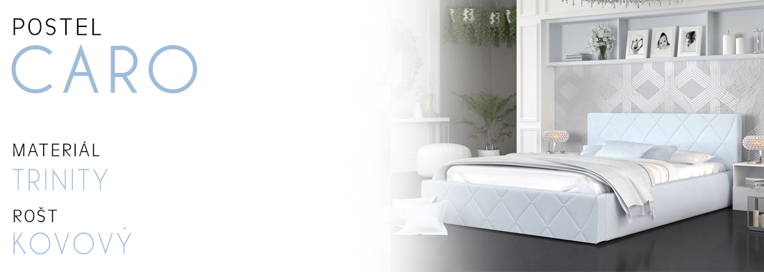 Luxusní postel CARO 160x200 s kovovým zdvižným roštem SVĚTLE MODRÁ