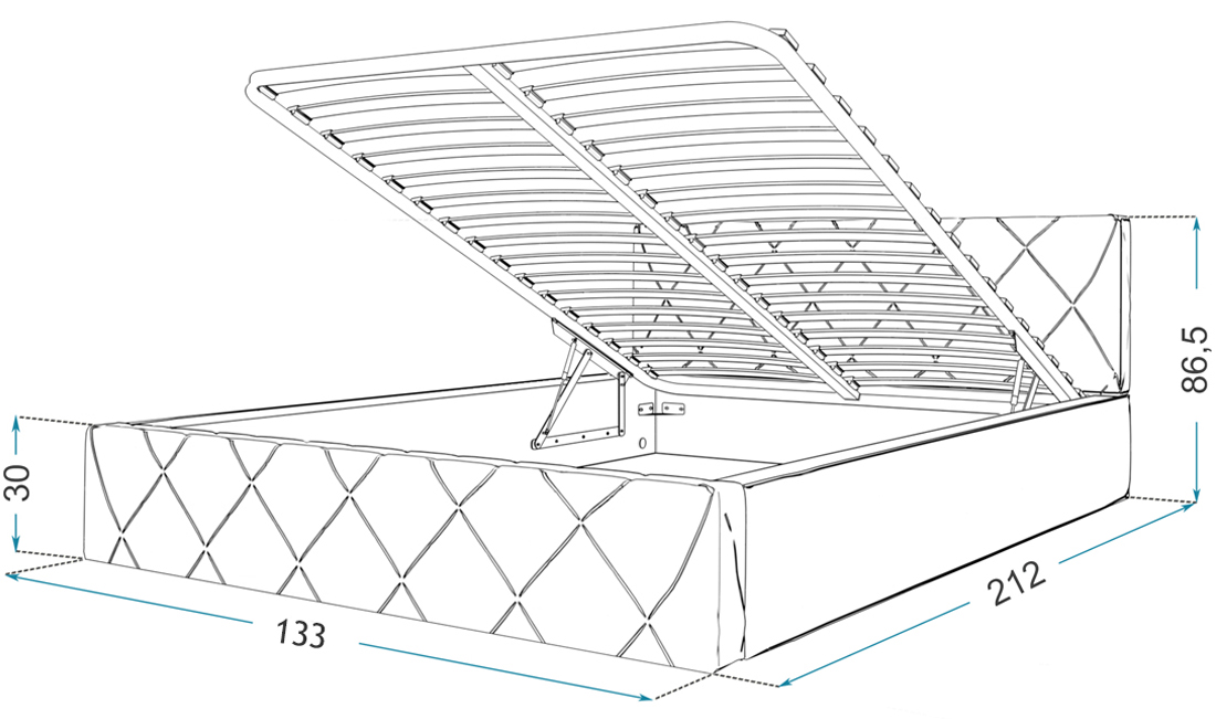 Luxusní postel CARO 120x200 s kovovým zdvižným roštem ZELENÁ