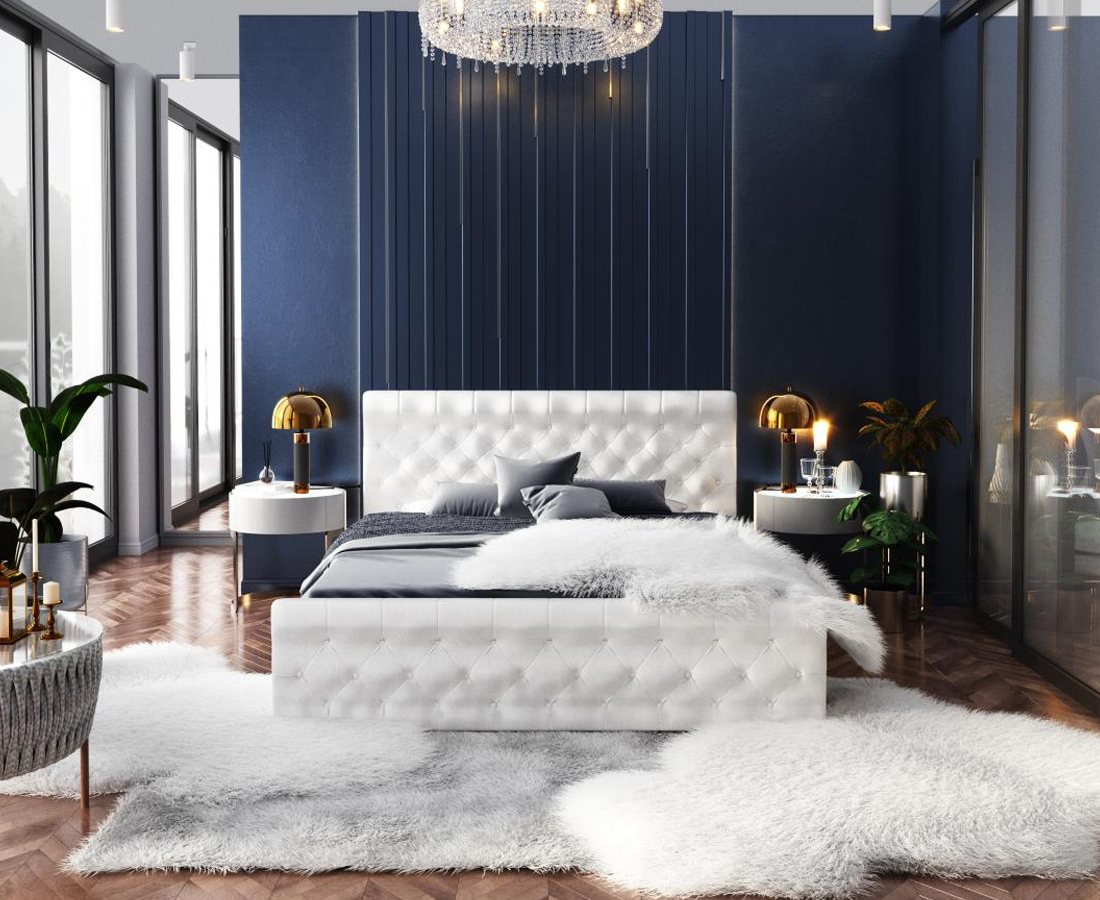 Luxusní postel CHICAGO TRINITY 180x200 s kovovým zdvižným roštem SVĚTLE ŠEDÁ