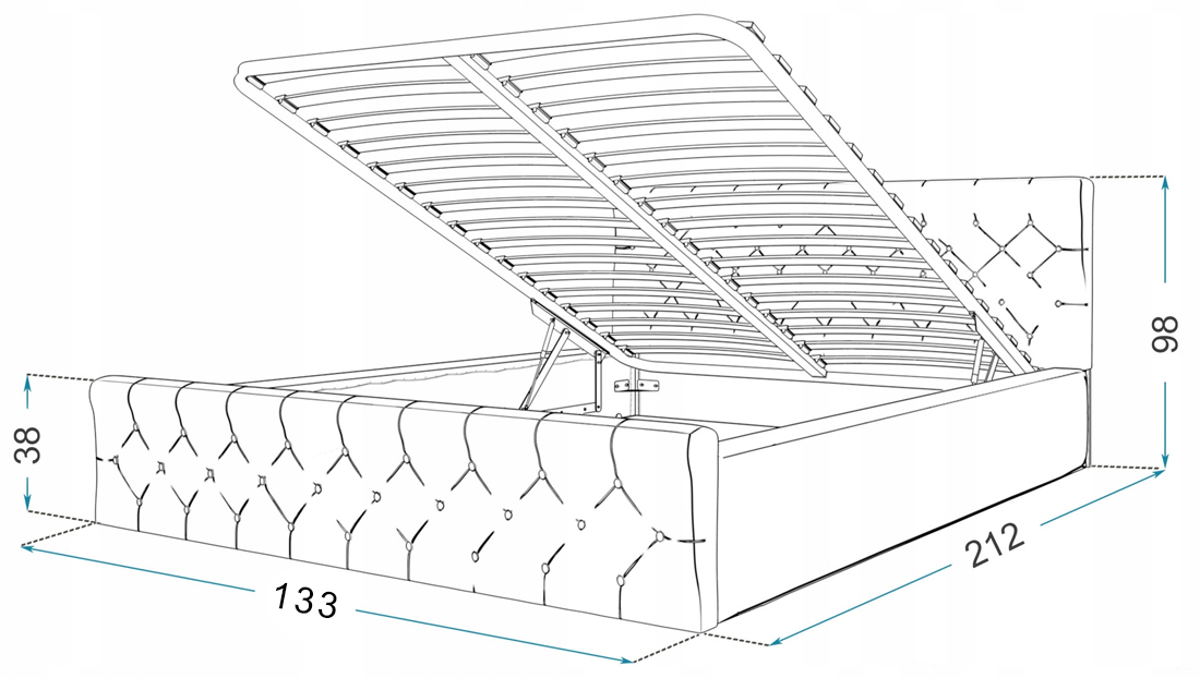 Luxusní postel CHICAGO TRINITY 120x200 s kovovým zdvižným roštem BÍLÁ