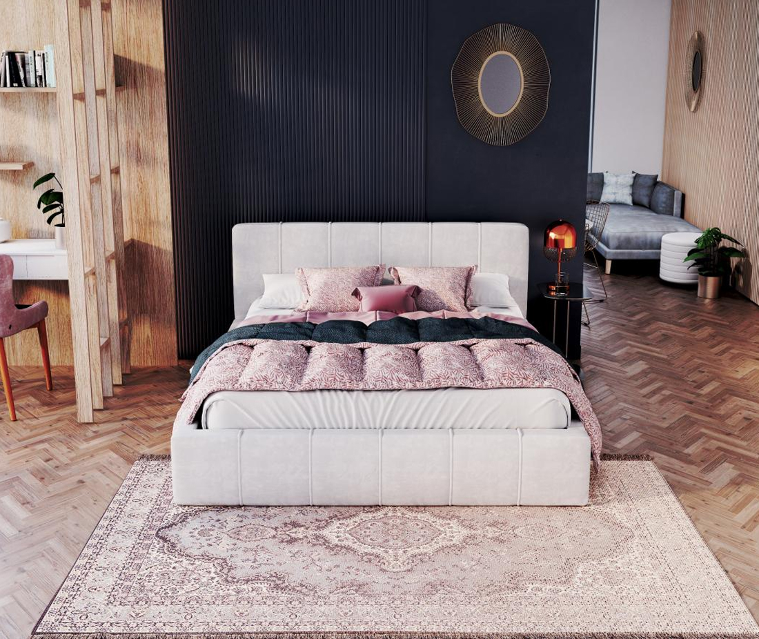 Čalouněná postel 140x200 cm EMMA Bílá s roštem