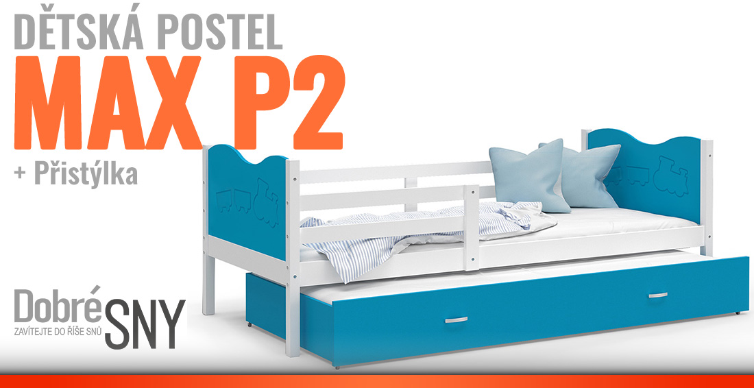 Detská posteľ MAX P2 90x200 cm BIELA-MODRÁ